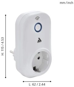 Eglo 97936 - Presa intelligente Connect spina PLUS 2300W SCHUKO Bluetooth