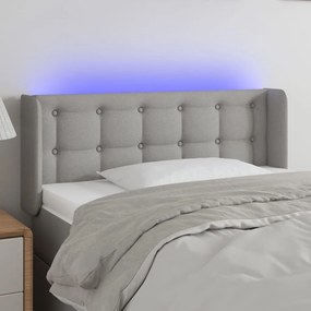 Testiera Grigio Chiaro A Led 93x16x78/88 Cm İn Tessuto /