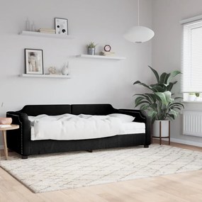 Divano Letto Con Materasso Nero 90x190 Cm İn Tessuto /