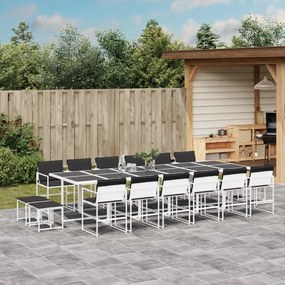 Set da pranzo da giardino 17 pz con cuscini bianco in textilene