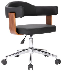 Sedia Da Ufficio Girevole Nera İn Legno Piegato E Similpelle /