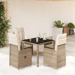 Set Da Bistrò Da Giardino 5 Pz Con Cuscini Beige İn Polyrattan /