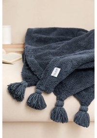 Copriletto micro felpato antracite per letto matrimoniale 200x220 cm Puffy - Mijolnir