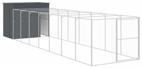 Casetta cani con corsa antracite 214x865x181 cm acciaio zincato