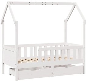 Giroletto bambini con cassetti 70x140 cm legno massello di pino