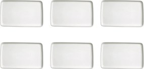 Set 6 Vassoi Snack Rettangolari 16x8x1,5 cm in Porcellana Allluminica Kaleidos Aluxina Bianchi...