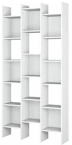 Libreria Dmanis, Mobile portalibri con 18 ripiani, Scaffale con scomparti quadrati, Scaffale moderno da ufficio, 96x29h192 cm, Bianco