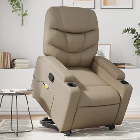 Poltrona Alzapersone Massaggi Reclinabile Cappuccino Similpelle /