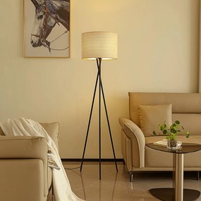 Lampada da terra Soula Lindby, Crema / Ambra, Soggiorno / Sala da pranzo, Plastica, Campagna / Rustiche, Lampada da terra
