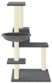 Albero per gatti con tiragraffi in sisal grigio scuro 95 cm