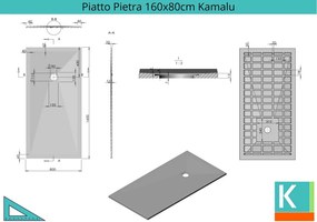 Piatto doccia 160x80 effetto pietra colore crema avorio - KAMALU