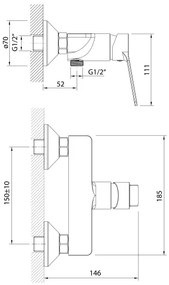Aqualine - Rubinetto doccia SINTRA cromo lucido