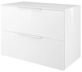 Mobile da bagno sotto lavabo Neo bianco laccato lucido L 90 x H 65 x P 48 cm 2 cassetti, lavabo non incluso