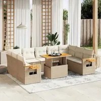 Set Divani da Giardino 11 pz con Cuscini Beige in Polyrattan 3273690