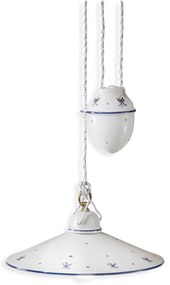 Sospensione Saliscendi Classica Asti Ceramica E Ottone Decorato 35 Cm 1 Luce E27