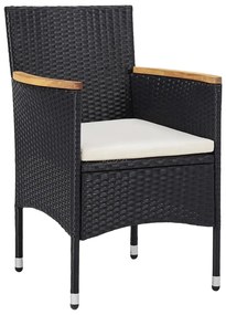 Set mobili da pranzo per giardino 5 pz nero polyrattan e acacia