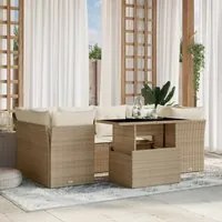 Set Divani da Giardino 7 pz con Cuscini Beige in Polyrattan 3266378