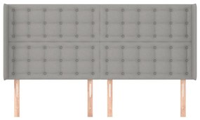 Testiera ad orecchio grigio chiaro 203x16x118/128 cm in tessuto