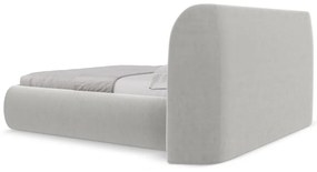 Letto matrimoniale imbottito grigio chiaro con contenitore con griglia 140x200 cm Hauke - Makamii