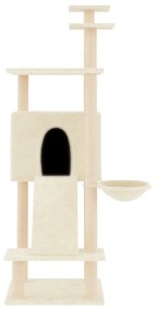 Albero per gatti con tiragraffi in sisal crema 153 cm