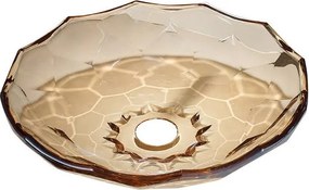Lavabo da appoggio Flower IDRO BRIC irregolare in vetro L 46 x H 12.5 x P 46 cm beige piletta non inclusa
