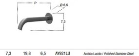 Bocca Erogazione 198 mm A Parete per lavabo in Acciaio inox Lucido Ayati Ay921lu Antonio Lupi