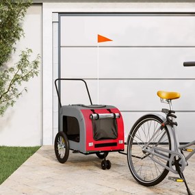 Rimorchio Da Bici Per Animali Rosso E Grigio Oxford E Ferro /