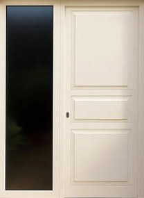 Portoncino d'ingresso in alluminio Bugnale 32 L 80 x H 210 cm bianco/noce apertura a destra