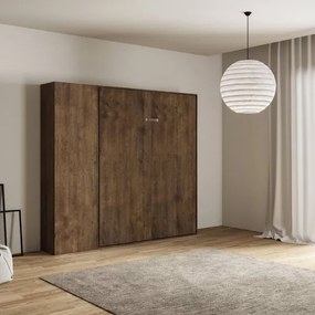 Letto a scomparsa matrimoniale 160 cm con colonna Noce KENTARO