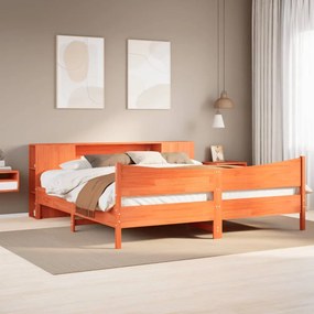 Giroletto Senza Materasso Marrone Cera 200x200 Cm Legno Di Pino /