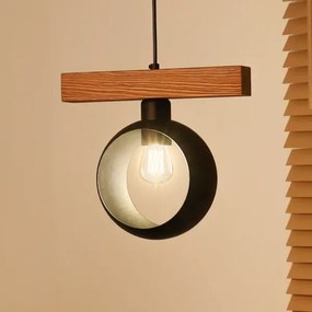 Duolla - Lampadario a sospensione su cavo IRONLINE 1xE27/15W/230V pino/rovere/nero