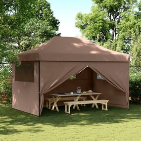 Tendone Per Feste Pieghevole Pop-up Con 4 Pareti Marrone /