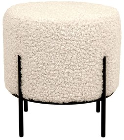 Poggiapiedi color crema con rivestimento in bouclé Alford – House Nordic