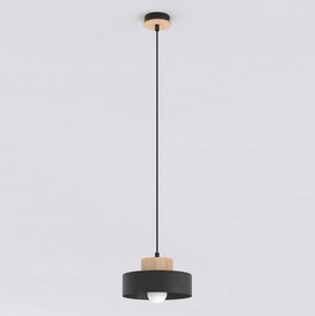 Lampada a Sospensione KIVI 1S E27 in Acciaio e Legno