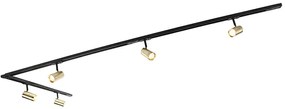 Sistema di illuminazione a binario moderno con 5 faretti oro 1 fase - Iconic Jeana
