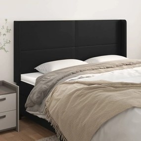 Testiera Ad Orecchio Nera 203x16x118/128 Cm İn Similpelle /