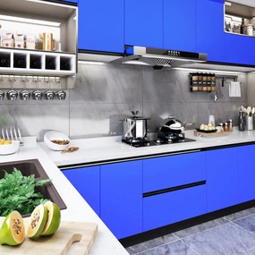 Pellicola Autoadesiva Per Mobili Blu Lucido 500x90 Cm İn Pvc /