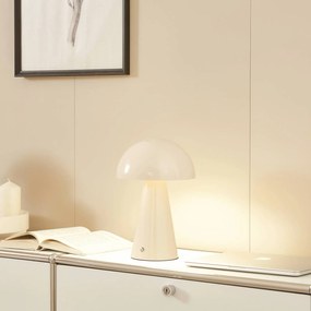 Lindby Lampada da tavolo ricaricabile a LED Nevijo, beige, Ø20cm, USB,