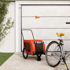 Rimorchio Da Bici Per Animali Arancione E Nero Oxford E Ferro /