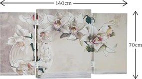 Quadro stampa su tela a TRIS 70x140 cm telaio in legno con disegno floreale Bianco