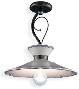 Plafoniera Classica Ravenna Metallo E Ceramica Nero Sfumato Arg. 31Cm 1 Luce E27