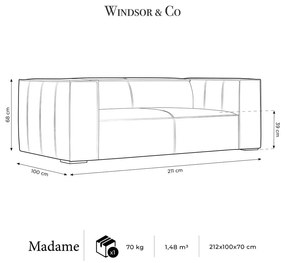 Divano in pelle marrone cognac 212 cm Madame - Windsor &amp; Co Sofas