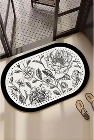 Tappetino per il bagno bianco e nero 60x100 cm Rasse – Foutastic