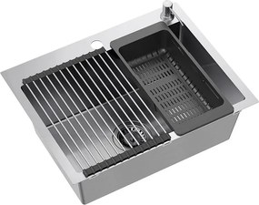 Lavello in acciaio  LUKE 110 WORKSTATION BRUSH NICKEL