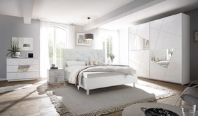 Camera da letto con inserti specchio in finitura Bianco