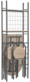 Set tavolo e sedie pieghevoli con scaffale 3 pz mdf e acciaio