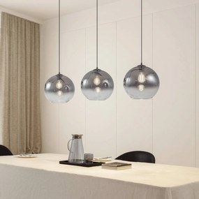 Lucande lampada a sospensione Brillar, grigio fumo, vetro, a 3 luci, 128 cm