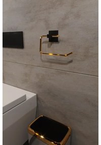 Porta carta igienica in metallo 8x16 cm nero/oro