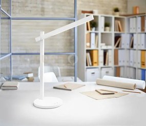 Lampada da tavolo in alluminio bianco ruler regolabile a 180° inter...