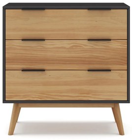 Cassettiera alta in pino nero/naturale 80x83 cm Lavis - Marckeric